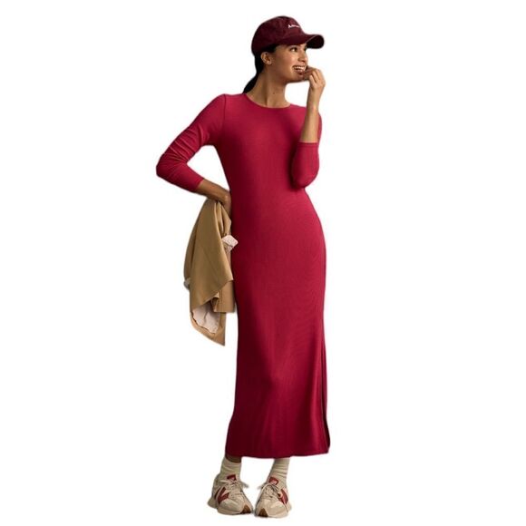 Bourdeaux Long Sleeve Maxi Dress Pink Anthropologie size Small/petite - Picture 2 of 14